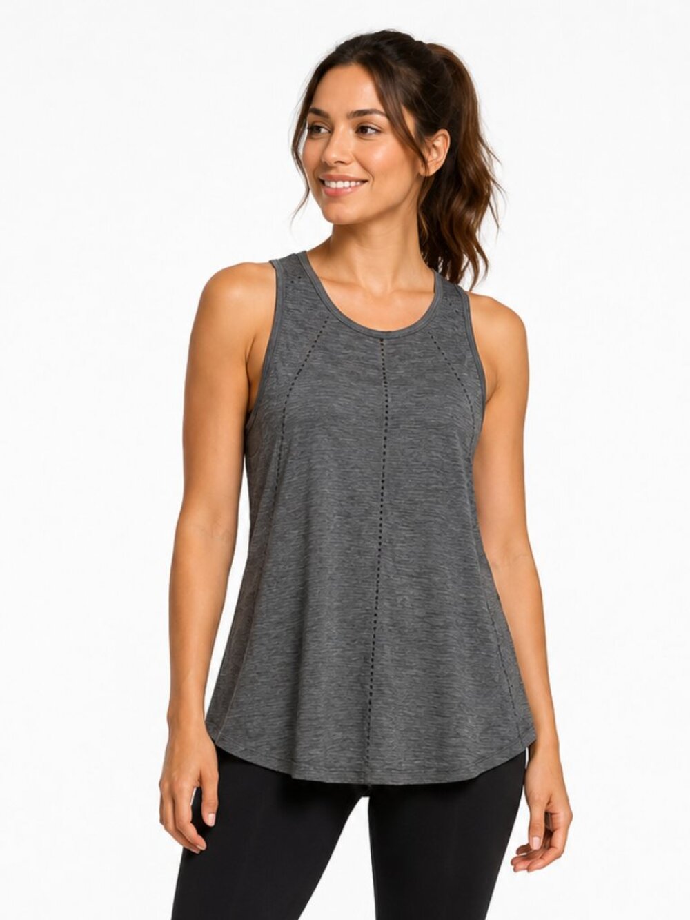 Athleta Foothill Gray Seamless Split Back Workout Tank Women’s S